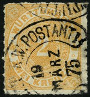 WÜRTTEMBERG 37a O, STUTTGART K.W. POSTAMT, Hufeisenstempel Auf 2 Kr. Mattorange, Pracht, Mi. (170.-) - Sonstige & Ohne Zuordnung