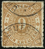 WÜRTTEMBERG 40a O, UNTERDEUFSTETTEN, Datumbrückenstempel Auf 9 Kr. Braun, Pracht, R!, Gepr. Engel - Sonstige & Ohne Zuordnung