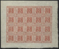 DRESDEN C 114b KB (*), HANSA: 1900, 3 Pf. Mattrot 50 Jahre Sächsische Briefmarke Im Bogen (20), Feld 3 Mit Abart Punkt N - Postes Privées & Locales