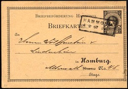 HAMBURG D P 1 BRIEF, HAMMONIA I: 1886, 2 Pf. Schwarz, Mit Rahmen, Gebraucht, Karte Feinst - Private & Lokale Post