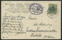 BAHNPOST DR 85 BRIEF, Hagenow-Neumünster (Zug 304) Als Ankunftsstempel Auf Ansichtskarte Mit 5 Pf Germania Von 1905, Fei - Macchine Per Obliterare (EMA)