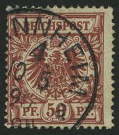 Dt. Reich 50a O, 1889, 50 Pf. Feuerrot, Etwas Bügig Sonst Pracht, Gepr. Wiegand, Mi. 90.- - Autres & Non Classés