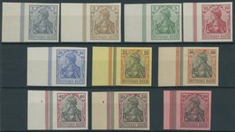 Dt. Reich 68-77U **, 1902, 2 - 80 Pf. Germania, Ohne Wz., Ungezähnt, Alle Einheitlich Mit Linkem Seitenrand, Postfrische - Andere & Zonder Classificatie