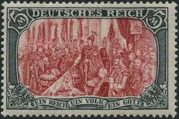 Dt. Reich 81Ab *, 1902, 5 M. Grünschwarz/dunkelkarmin, Karmin Quarzend, Gezähnt A, Ohne Wz., Falzrest, Pracht, Mi. 350.- - Autres & Non Classés