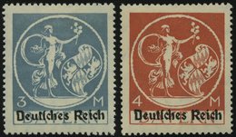 Dt. Reich 134PFIII,135PFIV *, 1920, 3 M. Grautürkis Und 4 M. Schwärzlichorangerot, Je Mit Plattenfehler Blume In Rechter - Usati
