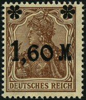 Dt. Reich 154Ib **, 1921, 1.60 M. Auf 5 Pf. Dunkelbraun, Aufdruck Mattglänzend, Pracht, Fotobefund Bechtold, Mi. 230.- - Gebruikt