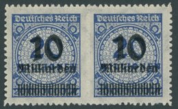 Dt. Reich 335BP HAT **, 1923, 10 Mrd. Auf 20 Mio. M. Dunkelviolettultramarin, Durchstochen, Plattendruck, Sprung In Der  - Gebraucht