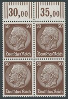 Dt. Reich 473WOR VB **, 1932, 50 Pf. Hindenburg, Walzendruck, Im Oberrandviererblock, Postfrisch, Pracht, Mi. 116.- - Altri & Non Classificati
