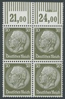 Dt. Reich 490WOR VB **, 1933, 30 Pf. Hindenburg, Wz. 2, Walzendruck, Im Oberrandviererblock, Postfrisch, Pracht - Autres & Non Classés