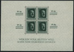 Dt. Reich Bl. 9 *, 1937, Block Kulturspende, Falzreste Im Rand, Pracht, Mi. 100.- - Autres & Non Classés