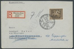 Dt. Reich 671y BRIEF, 1938, 42 Pf. Braunes Band, Waagerechte Gummiriffelung, Mit Sonderstempel Auf Einschreibbrief, Prac - Other & Unclassified
