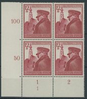 Dt. Reich 691 VB **, 1939, 50. Geburtstag Im Unteren Linken Eckrandviererblock Mit Form Nr. 1, Postfrisch, Pracht - Sonstige & Ohne Zuordnung