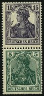 ZUSAMMENDRUCKE S 6aa *, 1917, Germania 15 + 5, Falzrest, Unten Starke Heftchenzähnung, Pracht, Mi. 150.- - Zusammendrucke
