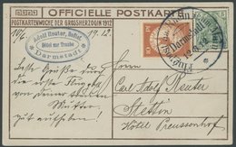 1912, 10 Pf. Flp. Am Rhein Und Main Auf Flugpostkarte (Großherzogin) Mit 5 Pf. Zusatzfrankatur, Sonderstempel Darmstadt  - Zeppelins