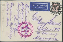 1929, Mittelmeerfahrt, Bordpost, Prachtkarte -> Automatically Generated Translation: 1929, "Mediterranean Voyage", Board - Zeppeline