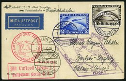 ZEPPELINPOST 57H BRIEF, 1930, Südamerikafahrt, Bordpost, Fr`hafen-Fr`hafen, Leicht Angestoßene Prachtkarte - Zeppelins