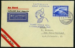 ZEPPELINPOST 98Ab BRIEF, 1930, Fahrt In Die Niederlande, Bordpost, Frankiert Mit 2 RM Südamerikafahrt, Prachtbrief - Zeppelins