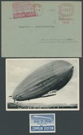 1931, Werbestempel Am 3. Mai Besucht Zeppelin Stettin Auf Einfachem Brief, Dazu Vignette Dto. Und Fotokarte Zeppelin übe - Zeppelins