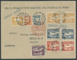 1932, 3. Südamerikafahrt, Zuleitungspost Aus Peru Mit Peruanisch - Bolivianischer Mischfrankatur, Prachtbrief -> Automat - Zeppeline