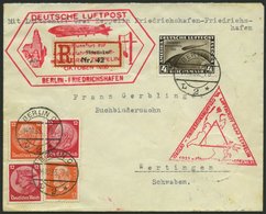 ZEPPELINPOST 238E BRIEF, 1933, Chicagofahrt, Anschlußflug Ab Berlin, Frankiert Mit 4 RM Auf Einschreibbrief, Mit Zusatzf - Zeppeline