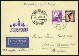 ZEPPELINPOST 254Ca BRIEF, 1934, 3. Südamerikafahrt, Anschlußflug Ab Stuttgart, Prachtkarte - Zeppelin