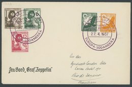 1937, 3. Südamerikafahrt, Bordpost Mit Neuem Stempel, Prachtbrief -> Automatically Generated Translation: 1937, "3. Sout - Zeppeline