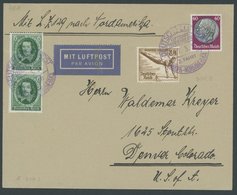 1936, 2. Nordamerikafahrt, Violetter Bordpoststempel, Prachtbrief -> Automatically Generated Translation: 1936, "2. Nort - Zeppeline