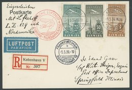 Dänemark: 1936, 1. Nordamerikafahrt, Auflieferung Frankfurt (d), Einschreibkarte, Pracht -> Automatically Generated Tran - Airmail & Zeppelin