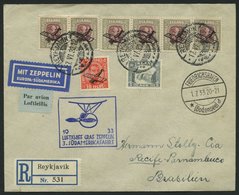 ZULEITUNGSPOST 219 BRIEF, Island: 1933, 3. Südamerikafahrt, Mit Guter Frankatur (u.a. 6x Mi.Nr. 123!), Einschreibbrief,  - Luft- Und Zeppelinpost