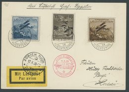 Liechtenstein: 1930, Fahrt Basel-Zürich, Frankiert Mit Mi.Nr. 108,110/1, Prachtkarte -> Automatically Generated Translat - Poste Aérienne & Zeppelin