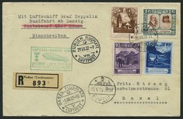 ZULEITUNGSPOST 170Ab BRIEF, Liechtenstien: 1932, Luposta-Rundfahrt, Abgabe Danzig, Einschreibbrief, 2 Fr. Etwas Fleckig  - Luft- Und Zeppelinpost
