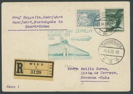 Österreich: 1933, Saargebietsfahrt, Rundfahrt, Prachtkarte, Nur 16 Belege Befördert, Davon 1x Nach Cuba!, R! -> Automati - Luft- Und Zeppelinpost