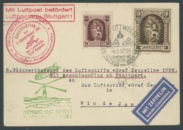 Saargebiet: 1932, 6. Südamerikafahrt, Anschlussflug Ab Stuttgart!, U.a. Frankiert Mit Mi.Nr. 103, Prachtkarte -> Automat - Luft- Und Zeppelinpost
