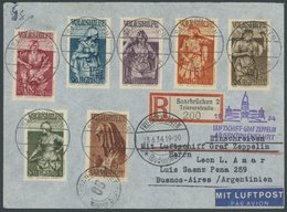 Saargebiet: 1934, 3. Südamerikafahrt, Bis Argentinien, Frankiert Mit Komplettem Satz Mi.Nr. 171-77, Einschreibbrief, Rüc - Posta Aerea & Zeppelin