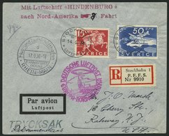 ZULEITUNGSPOST 437 BRIEF, Schweden: 1936, 8. Nordamerikafahrt, Einschreibbrief, Pracht - Posta Aerea & Zeppelin