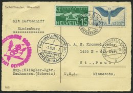 ZULEITUNGSPOST 427 BRIEF, Schweiz: 1936, Olympiafahrt, Prachtkarte - Luft- Und Zeppelinpost