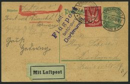 LUFTPOSTBESTÄTIGUNGSSTPL 26-01b BRIEF, DORTMUND, Flugpost, In Violett, Postkarte Von DARMSTADT Nach Dortmund, Pracht - Poste Aérienne & Zeppelin