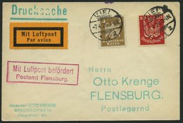 LUFTPOSTBESTÄTIGUNGSSTPL 35-01a BRIEF, FLENSBURG In Rot, Drucksache Von KIEL Nach Flensburg, Prachtbrief - Luchtpost & Zeppelin