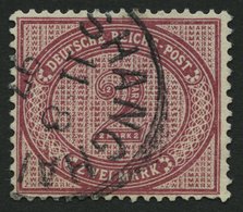 DP CHINA V 37eV O, 1891, 2 M. Dunkelrotkarmin Mit Abart Große Unterbrechung In Der Guilloche Unten Links, Stempel SHANGH - Chine (bureaux)