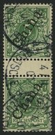 DP CHINA 2IIZS O, 1898, 5 Pf. Steiler Aufdruck Im Zwischenstegpaar, Obere Marke Aufklebefehler Sonst Pracht, Gepr. Bothe - Chine (bureaux)