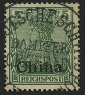 DP CHINA 16 O, 1901, 5 Pf. Reichspost, Zentrischer Stempel DAMPFER CREFELD, Pracht, Gepr. Jäschke-L. - Cina (uffici)