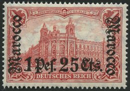 DP IN MAROKKO 43 *, 1906, 1 P. 25 C. Auf 1 M., Mit Wz., Falzrest, Pracht, Mi. 80.- - Maroc (bureaux)