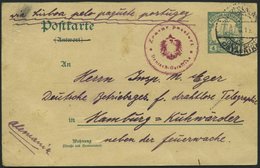 DEUTSCH-OSTAFRIKA P 20A BRIEF, 1915, 4 H. Grün,(Antwort Durchgestrichen), Stempel DAR-ES-SALAAM C, 17.8.1915 Und Zensurs - Duits-Oost-Afrika