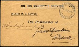 DSWA O.H.M.S./M.O. 57, Stempel GROOTFONTEIN Auf Polizeidienstbrief Portofrei Nach Swakopmund, Pracht - Africa Tedesca Del Sud-Ovest