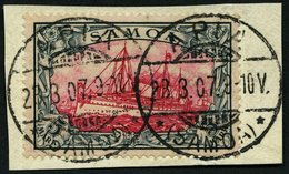 SAMOA 19 BrfStk, 1900, 5 M. Grünschwarz/bräunlichkarmin, Ohne Wz., Prachtbriefstück, Gepr. Bothe, Mi. (600.-) - Samoa