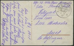 MSP VON 1914 - 1918 27 Vor Der Indienststellung KÖLN (Stamm), 2.8.1917, Feldpost-Ansichtskarte Von Bord Der Köln, Pracht - Marittimi