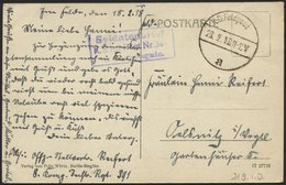 DT. FP IM BALTIKUM 1914/18 219. Infanterie-Division, 20.2.18, Mit Ausgestanztem Stempel K.D. FELDPOST A Auf Ansichtskart - Letonia