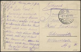 DT. FP IM BALTIKUM 1914/18 K.D. FELDPOSTEXP. DER 6. KAVALLERIE-DIV., 8.7.16, Auf Ansichtskarte (Mitau-Totalblick In Das  - Lettland