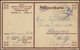 DT. FP IM BALTIKUM 1914/18 KAIS. DEUTSCHE FELDPOSTSTATION NR. 213, Type I, 17.9.15, Auf Feldpostkarte (mit Eindruck: Uns - Lettonie