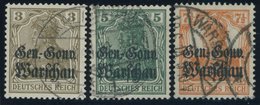 1916, 3 - 7 1/2 Pf., Aufdruck Matt, 3 Prachtwerte, Gepr. Hey/Dr. Hochstädter, Mi. 80.- -> Automatically Generated Transl - Occupation 1914-18